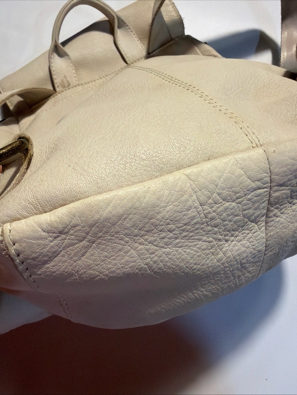 American Leather Co Liberty Small Backpack Cream Soft Leather Bag - Picture 9 of 14